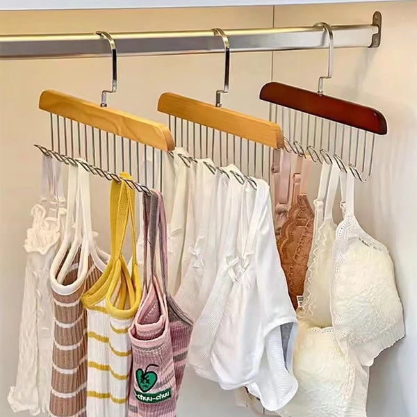 8 Hooks Non-Slip Solid Wood Hanger