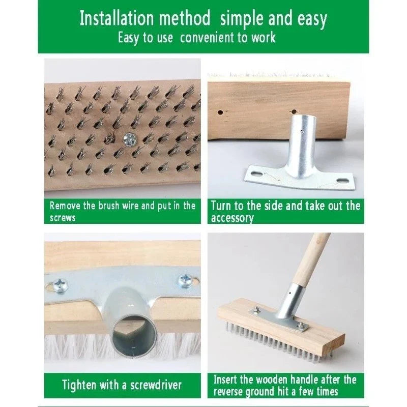 Stiff Bristle Floor Brush with Wood Handle