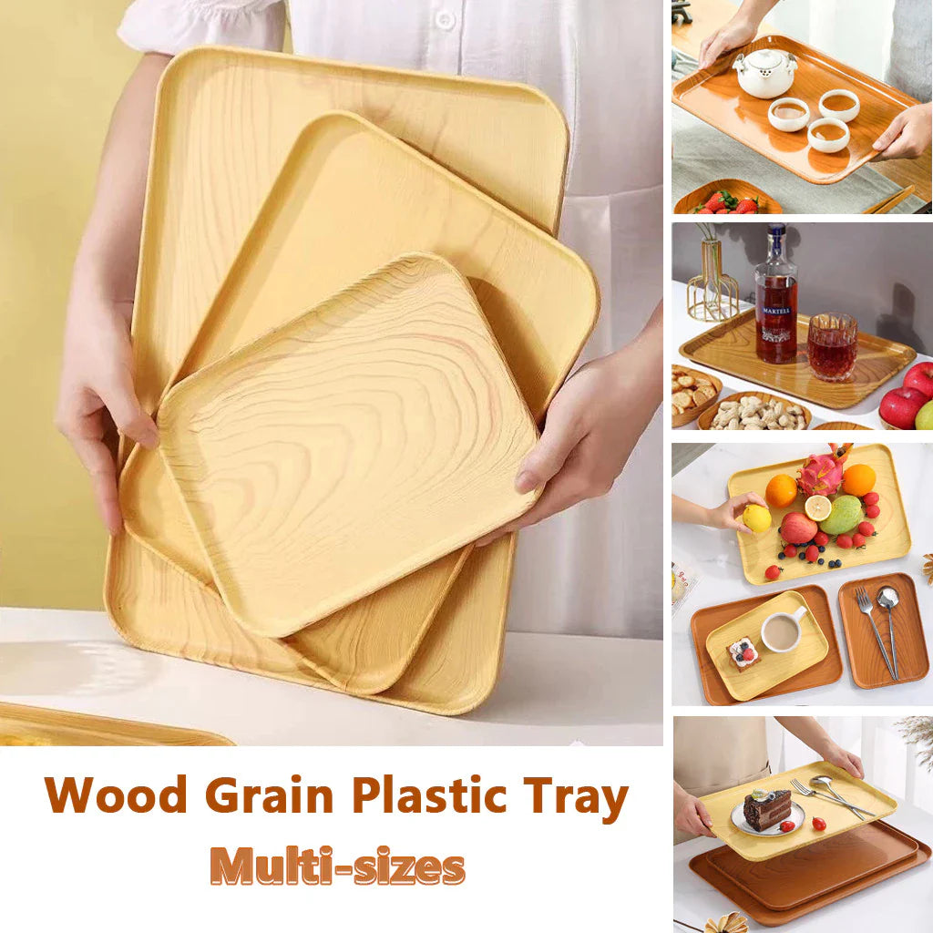 Wood Grain Plastic Tray