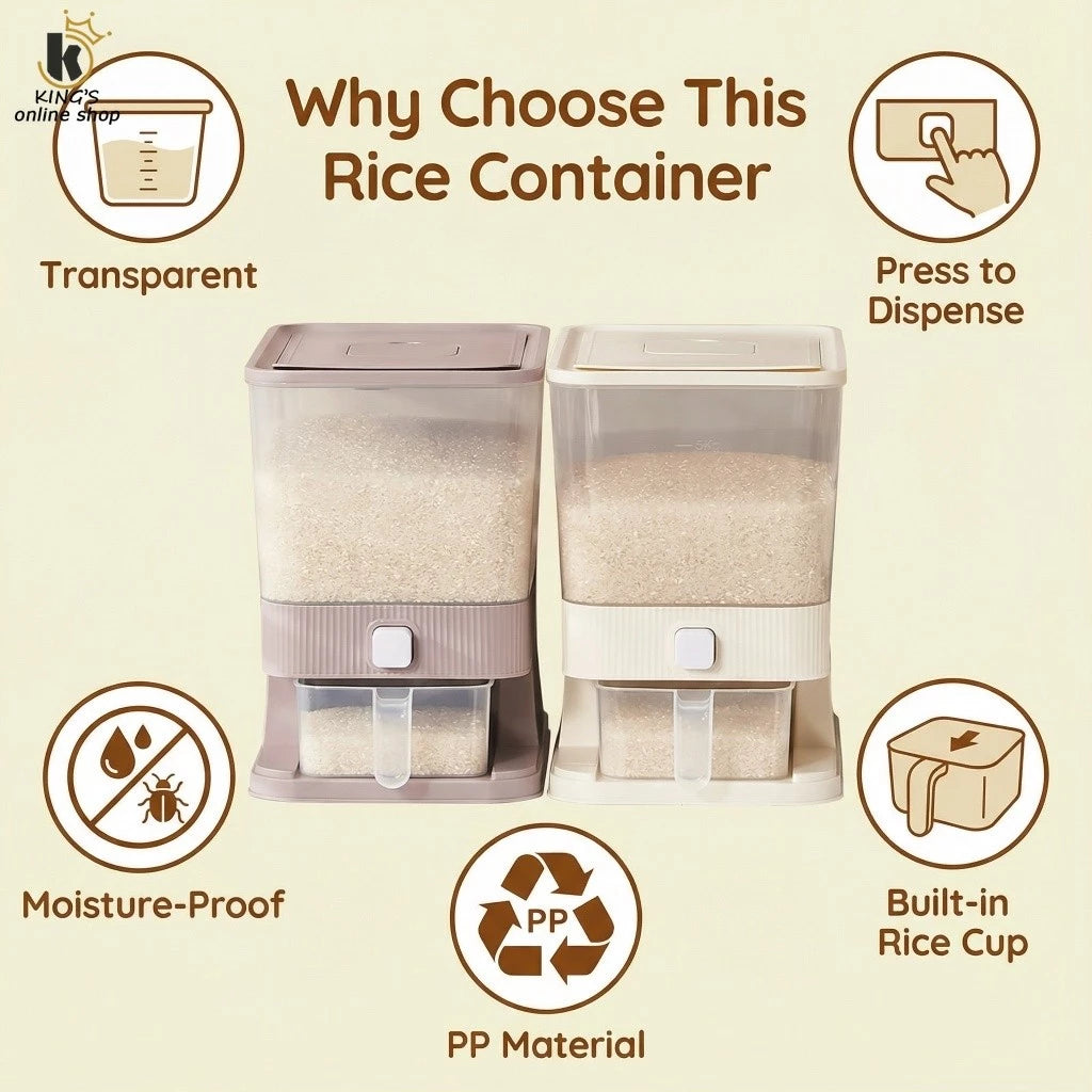 Rice Dispenser with Measuring Cup
