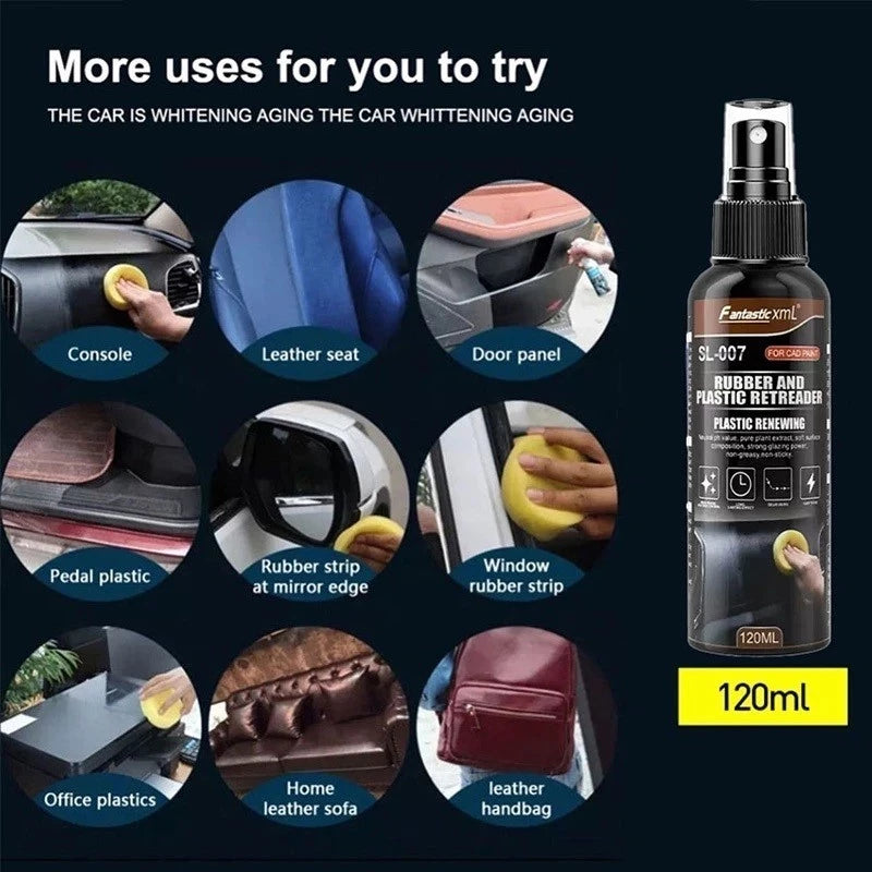 Rubber & Plastic Retrader Spray (120ml) – Restore the Shine, Bring Back the Black!