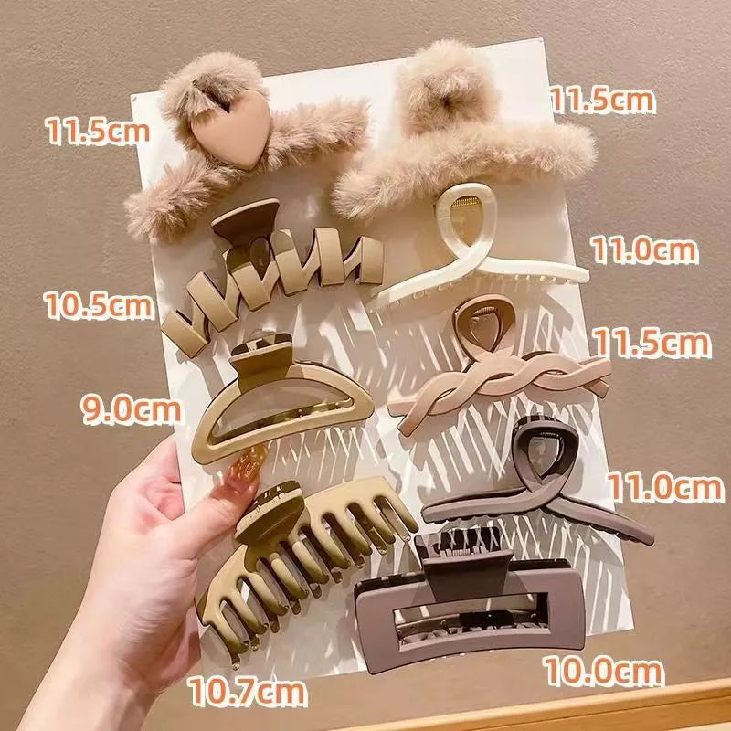 9Pcs/Set Winter Plush Large Claw Clip