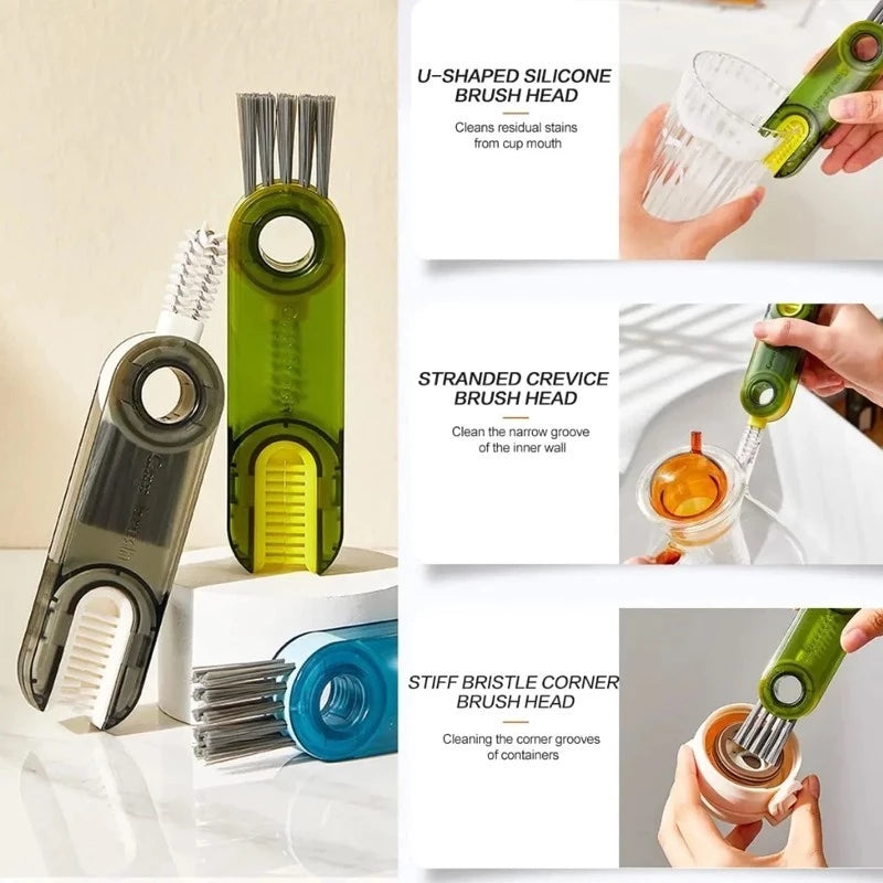 3-in-1 U-Shaped Cup Brush Bottle Cap Cleaner