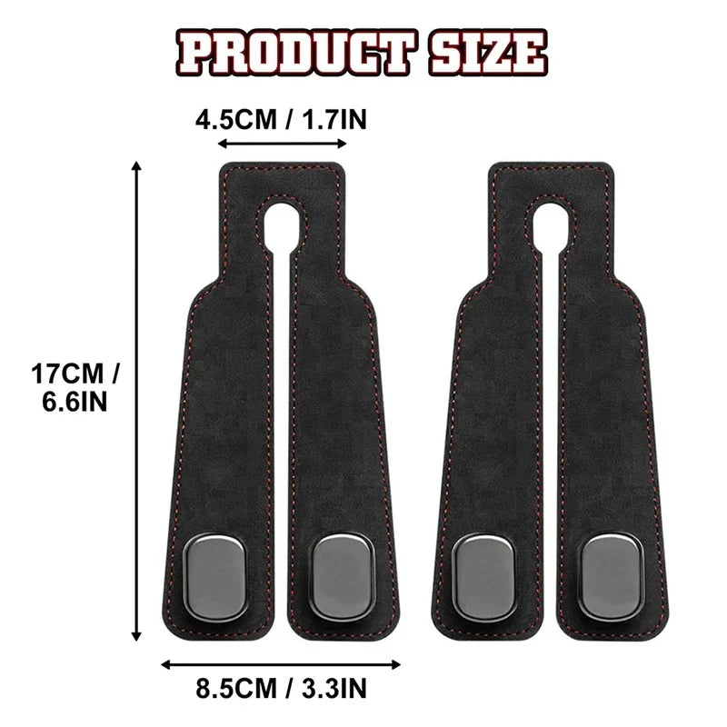 2-in-1 Suede Car Seat Headrest Hooks