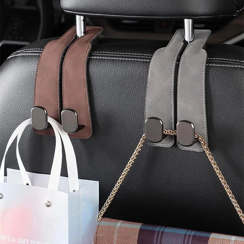 2-in-1 Suede Car Seat Headrest Hooks