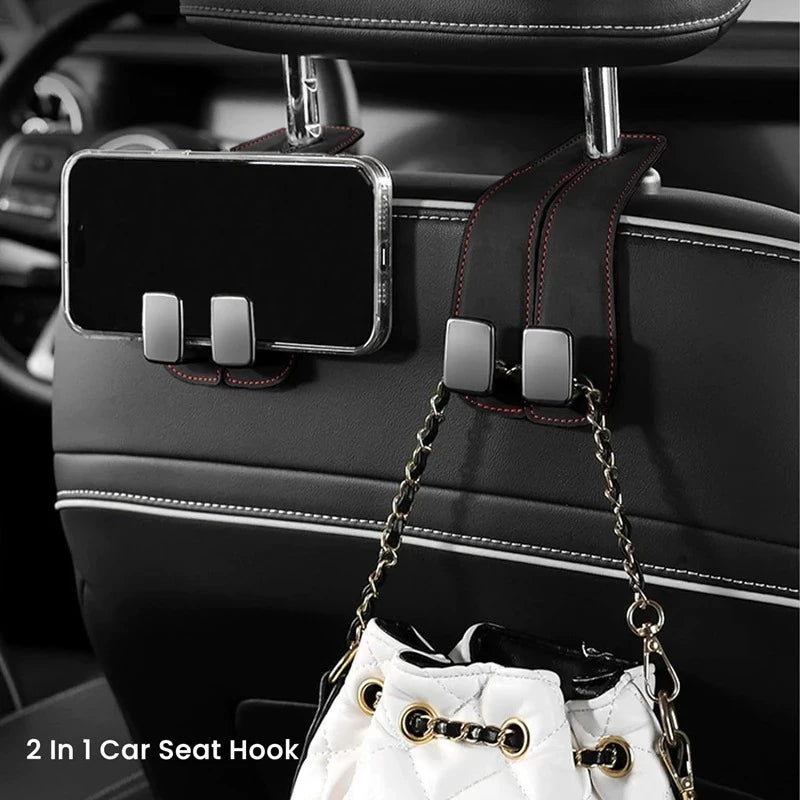 2-in-1 Suede Car Seat Headrest Hooks